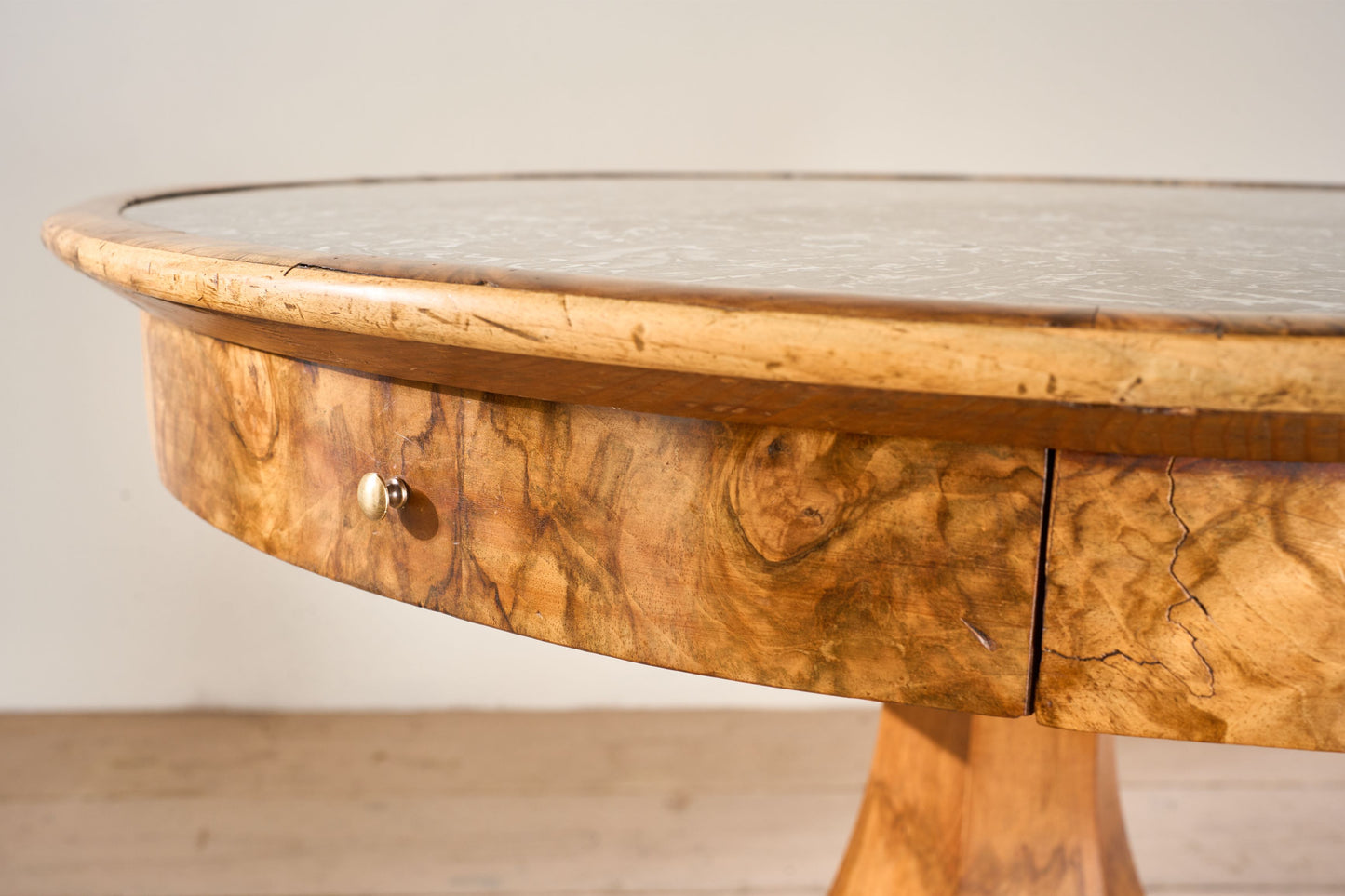 Exceptional 19th century Walnut and inset grey marble Gueridon table