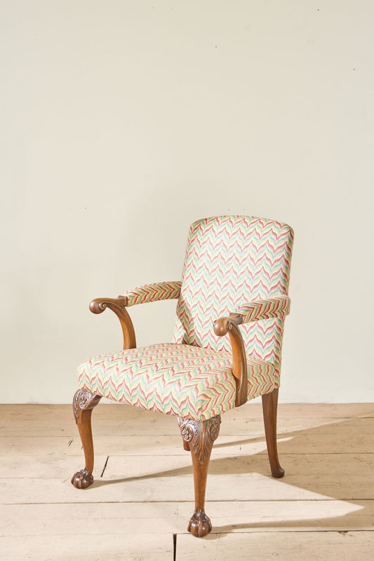 c.1920's carved frame open arm desk chair