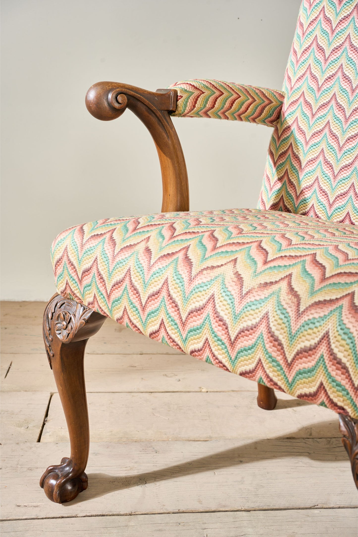 c.1920's carved frame open arm desk chair