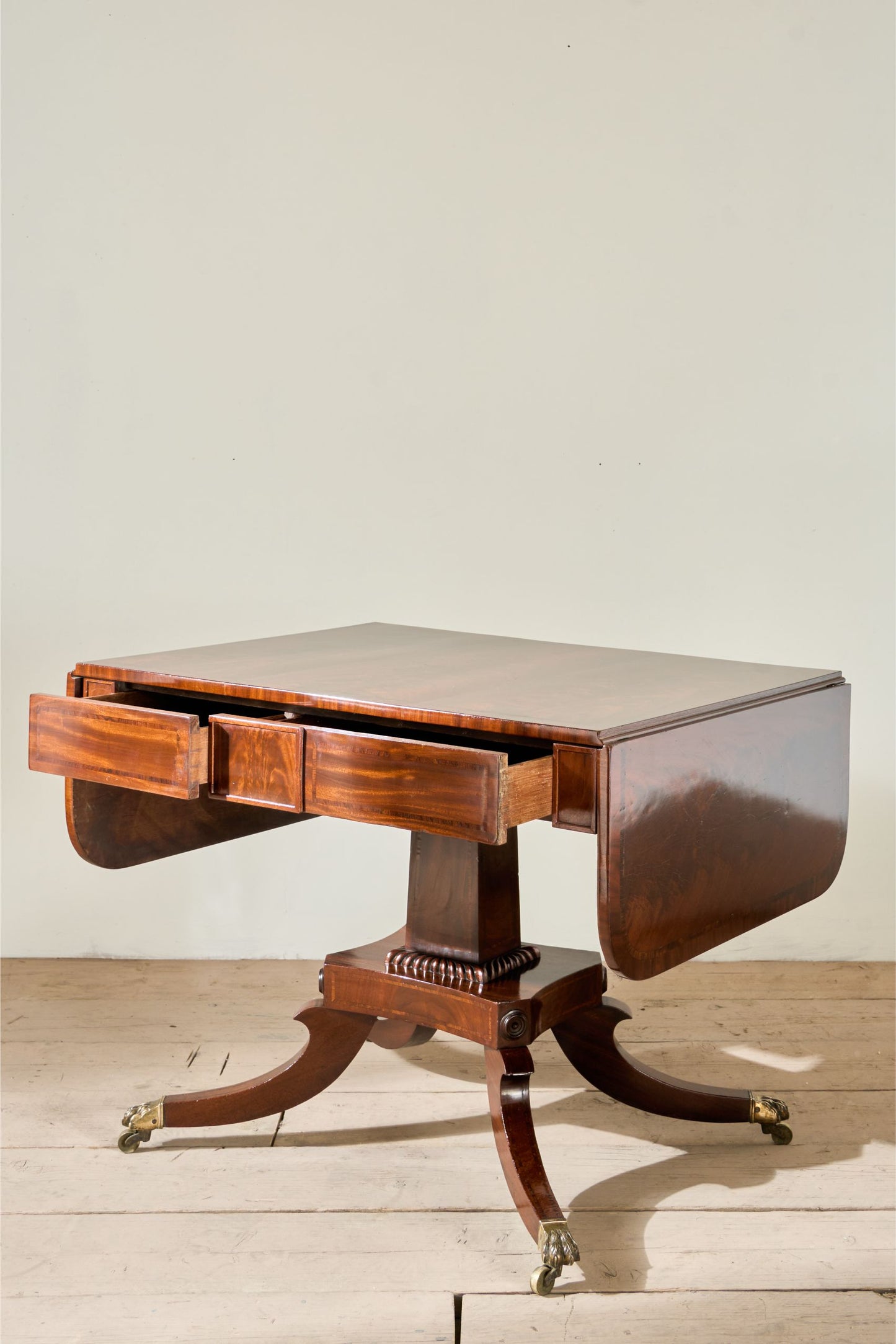 William IV Flame mahogany fold down sofa table
