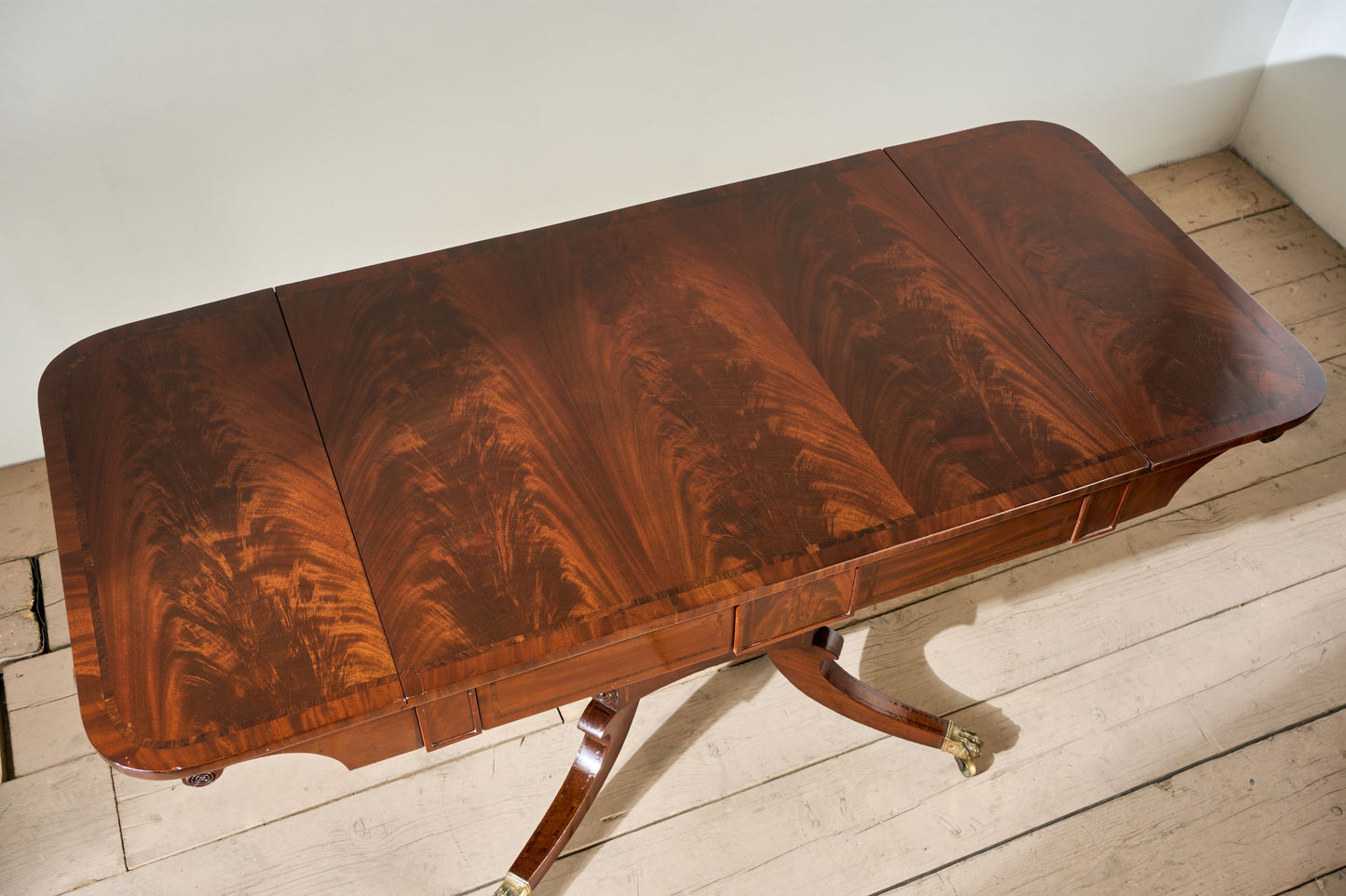William IV Flame mahogany fold down sofa table