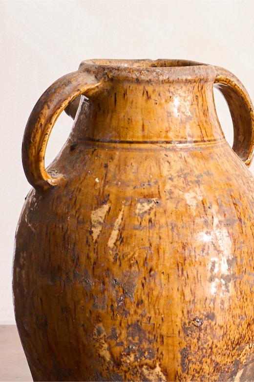 Early 20th century French nut oil jar- Brown glaze
