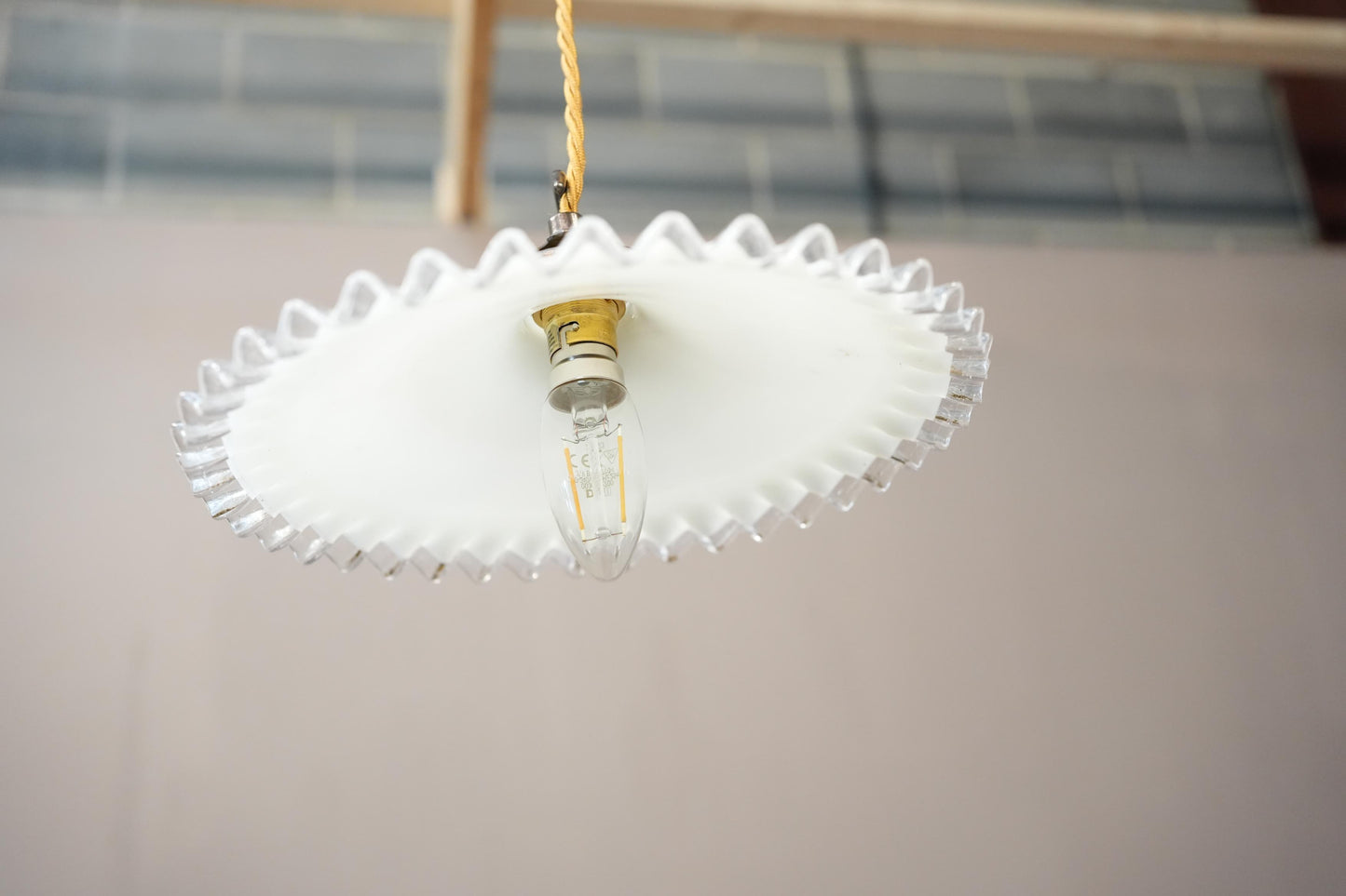 20th century crimped edge opaline light - 1