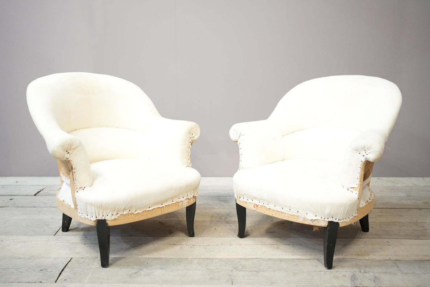 Pair of 1920's French tub chairs