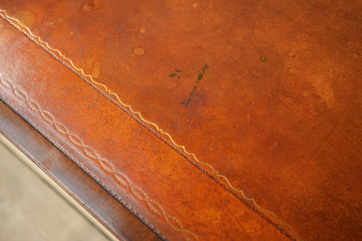c.1920's Georgian style mahogany and tan leather desk
