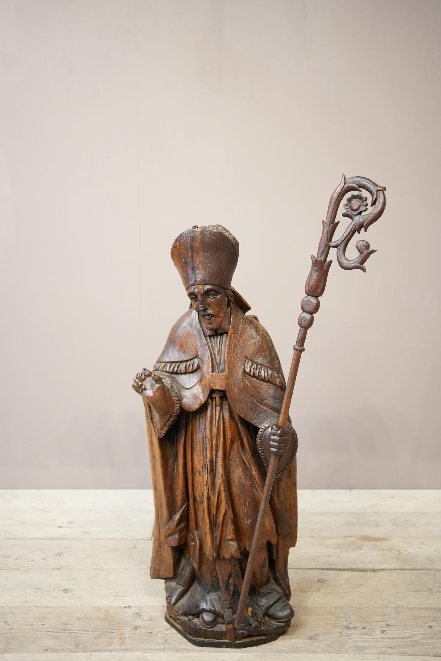 RESERVED 17th century carved oak Statue of a saint
