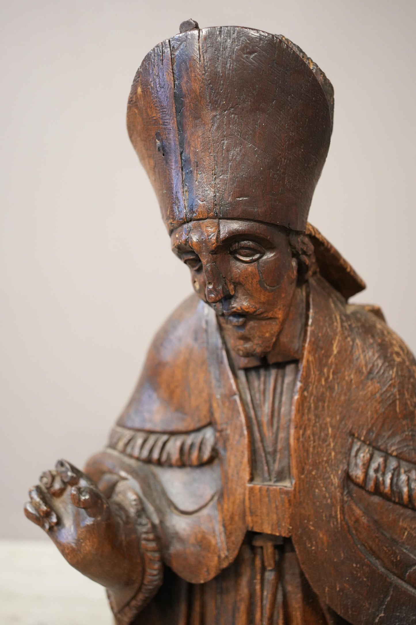 RESERVED 17th century carved oak Statue of a saint