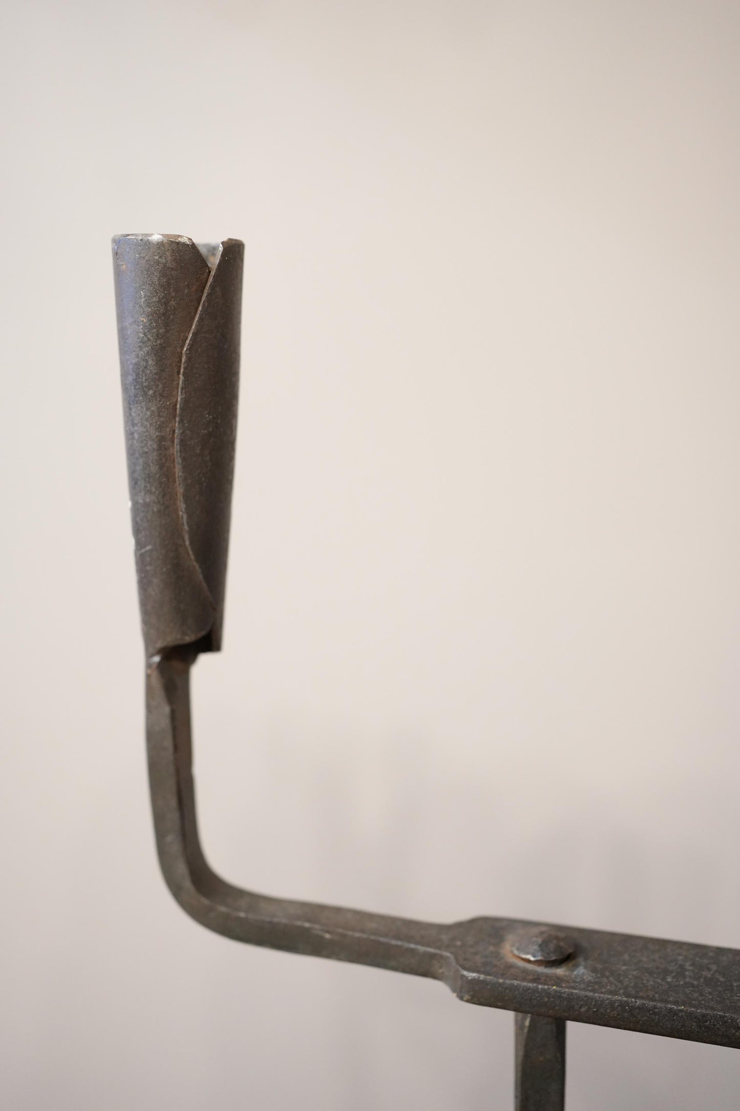 1950's French brutalist iron candlestick
