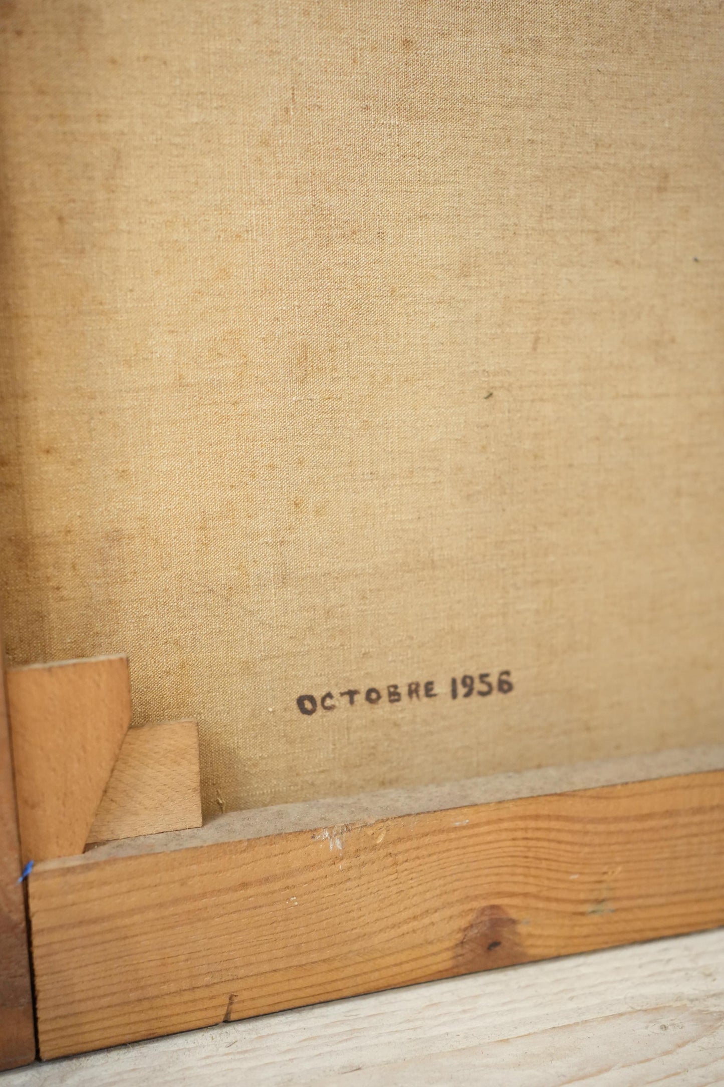 20th century oil on canvas painting of flowers on a table