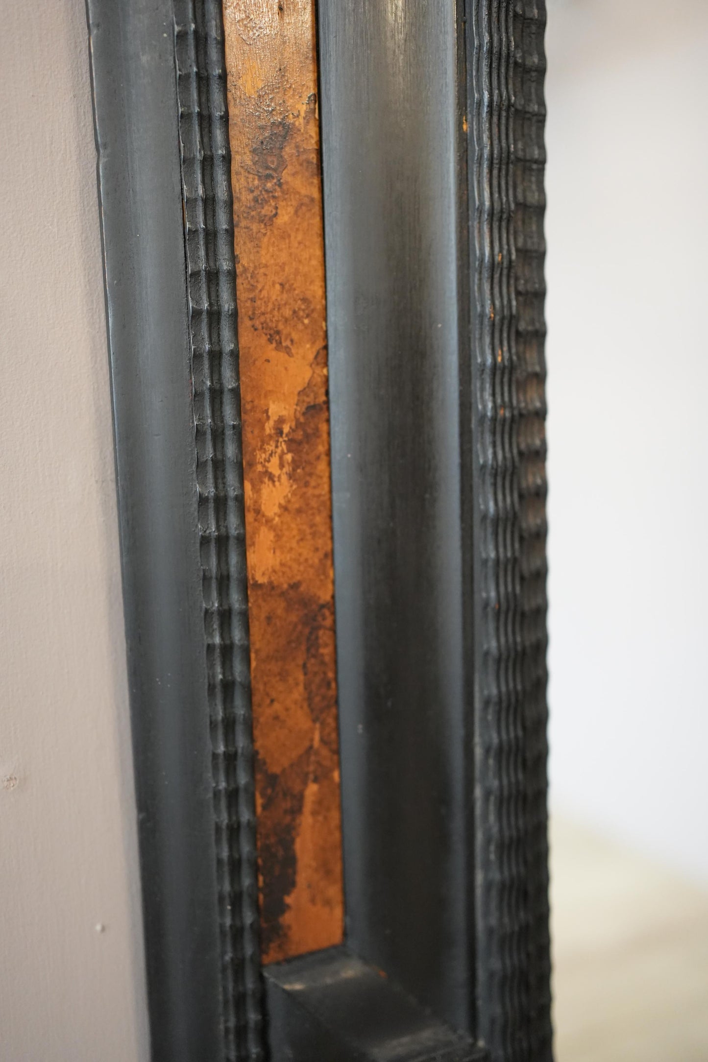 Large Italian Ebonised and faux tortoiseshell mirror No1