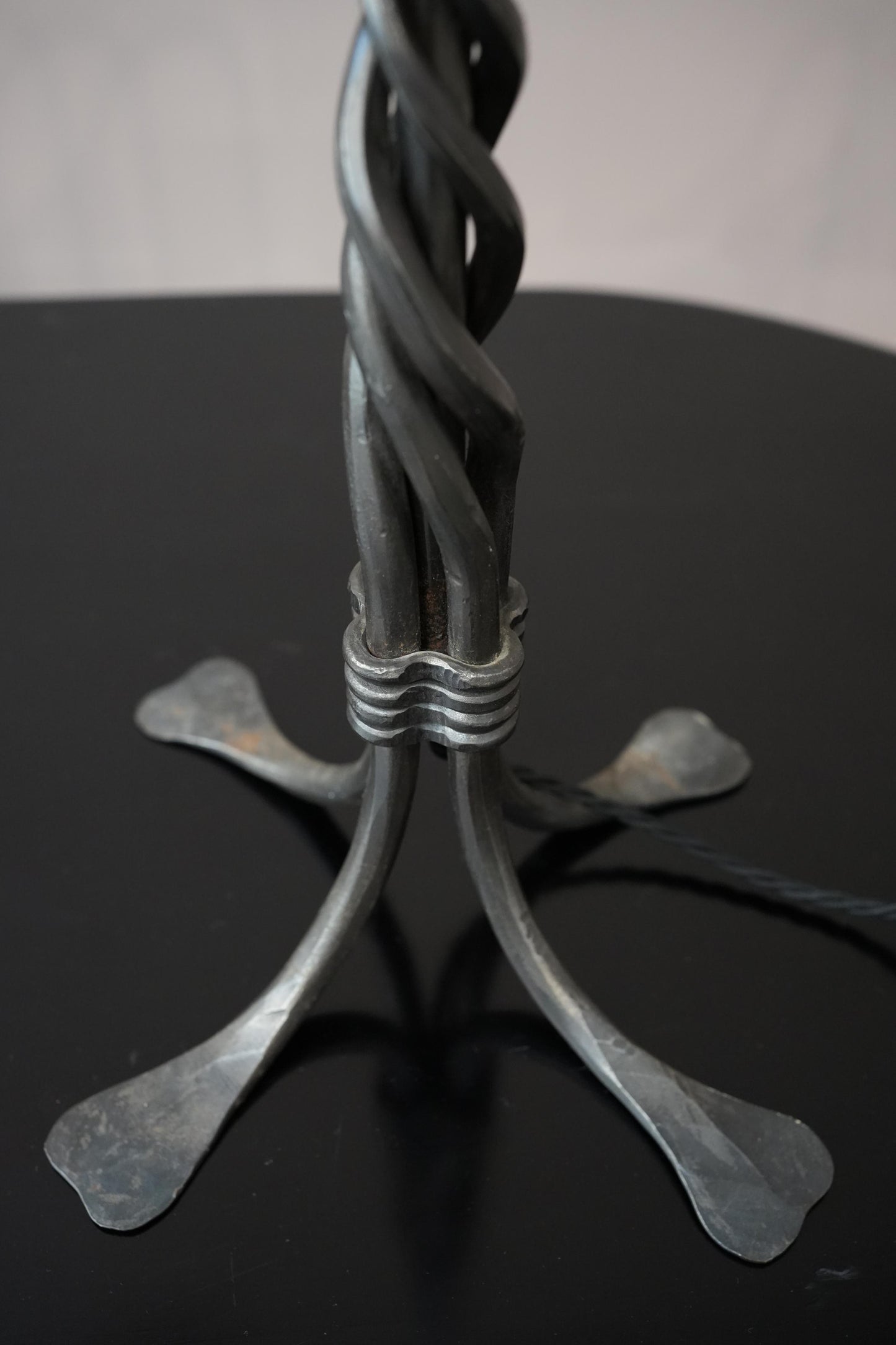 20th century French brutalist copper and iron lamp