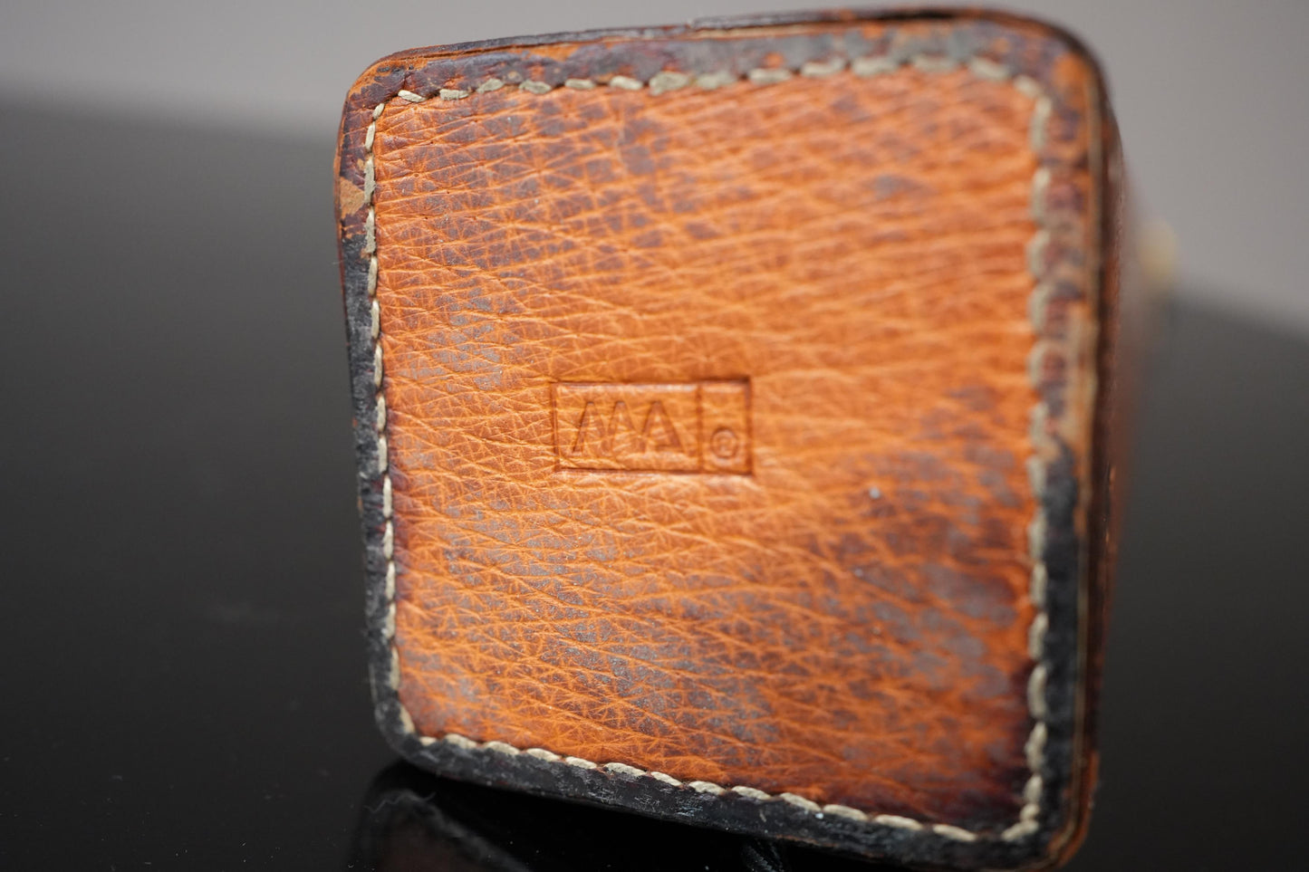 20th century Spanish leather and brass table lamp No 2