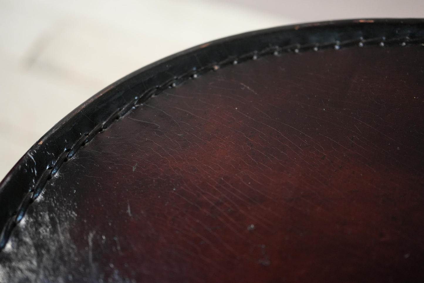 20th century leather and metal folding drinks table