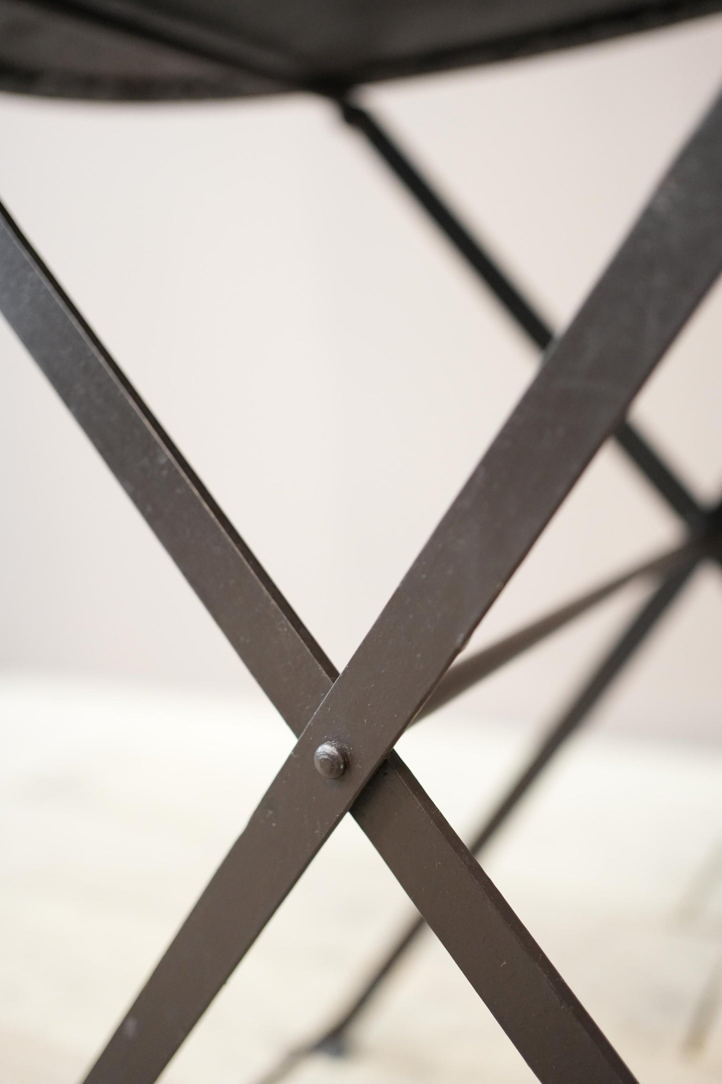 20th century leather and metal folding drinks table