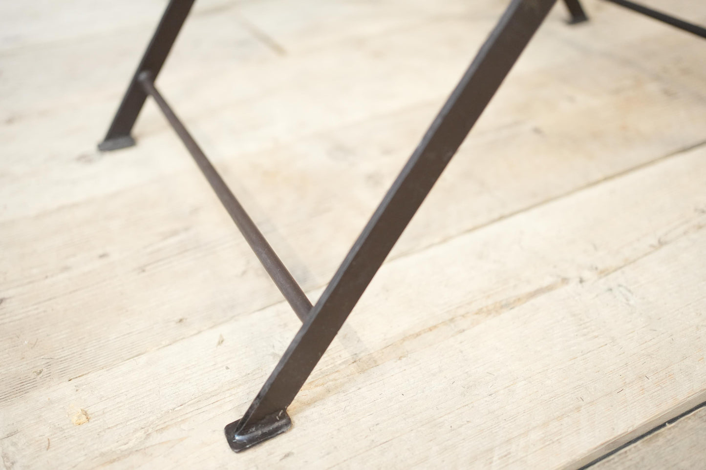20th century leather and metal folding drinks table
