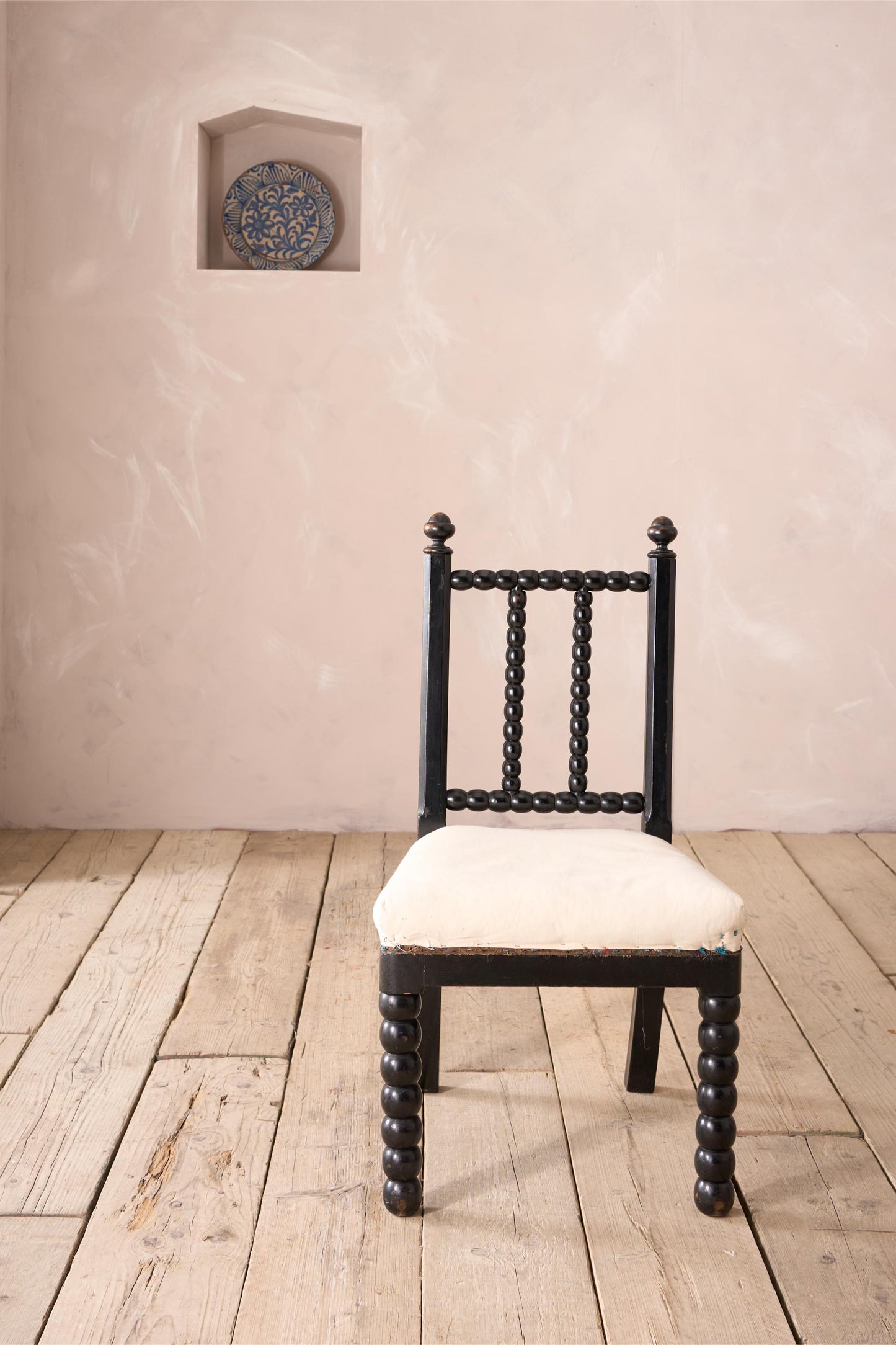 19th century Ebonised Bobbin turned side chair