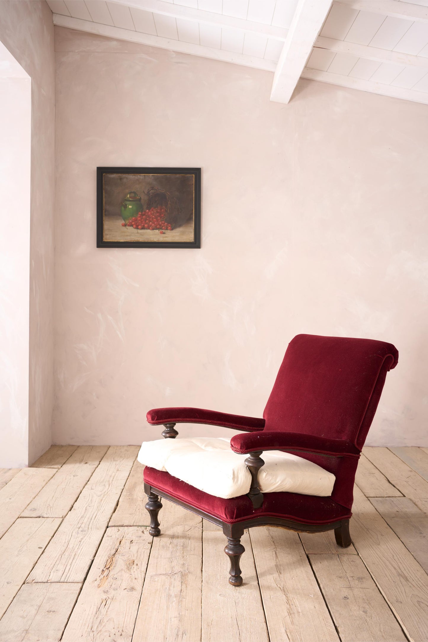 Large shapely Anglo-Indian style open armchair