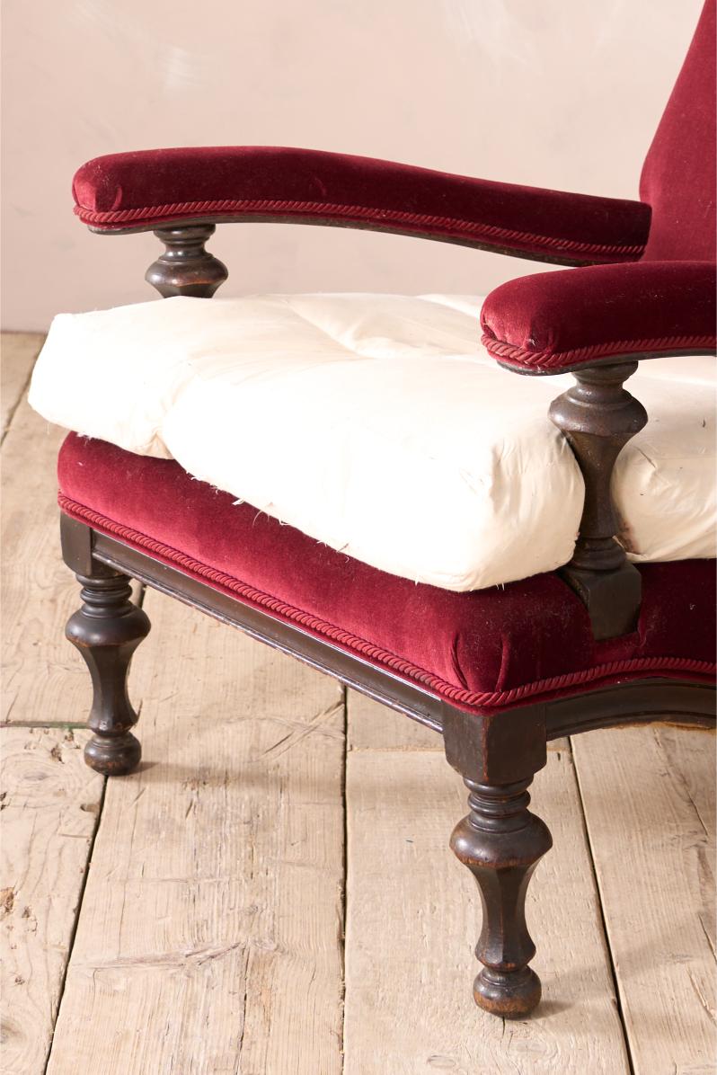 Large shapely Anglo-Indian style open armchair