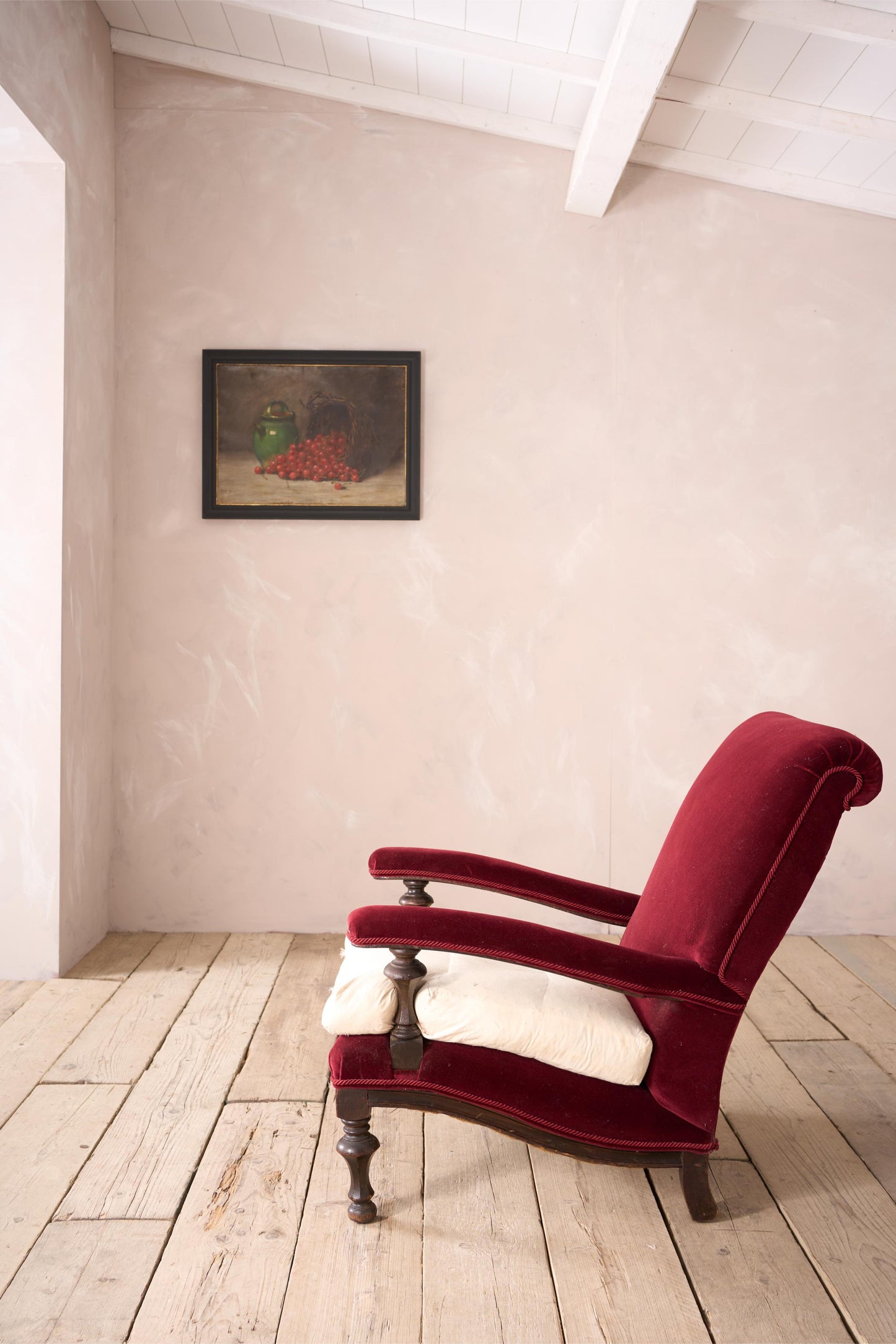 Large shapely Anglo-Indian style open armchair