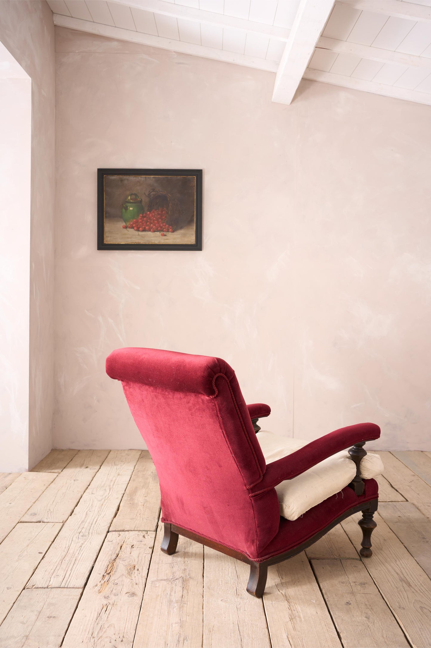 Large shapely Anglo-Indian style open armchair