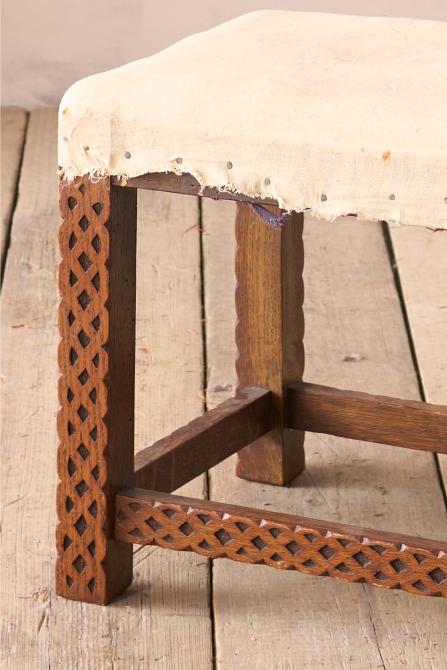 19th century carved oak footstool