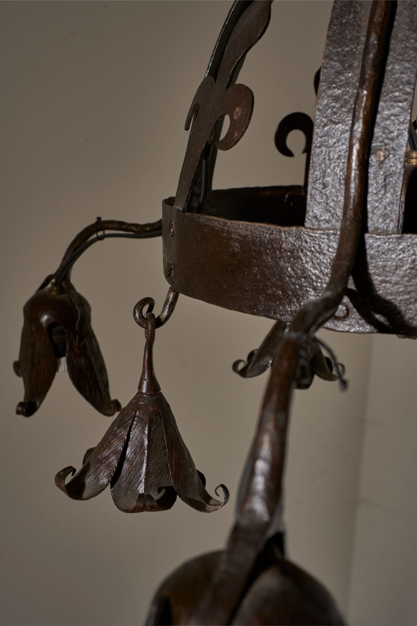 Early 20th Century estate made blacksmith hanging light
