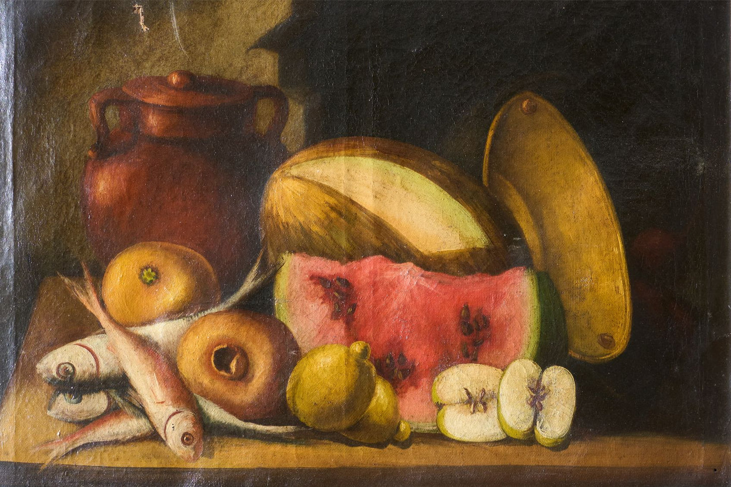 18th Century Italian still life - Fish and Melon