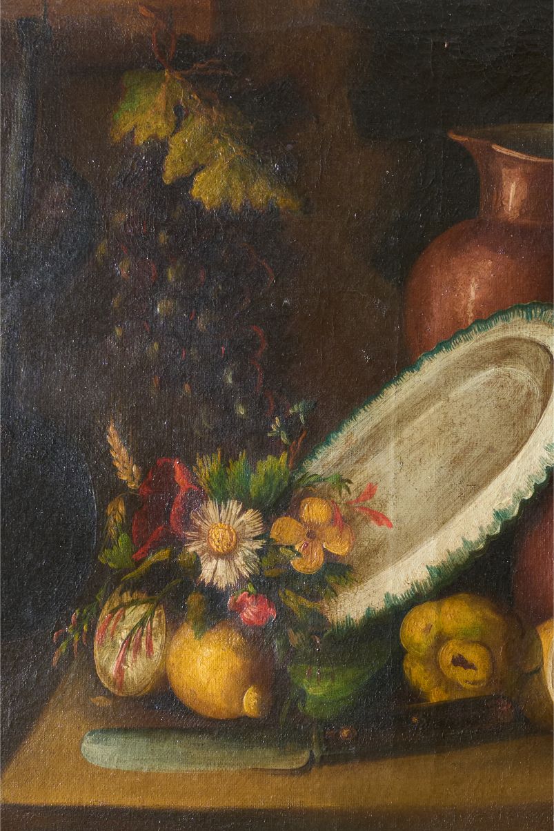 18th Century Italian Still life - Flowers and Kettle