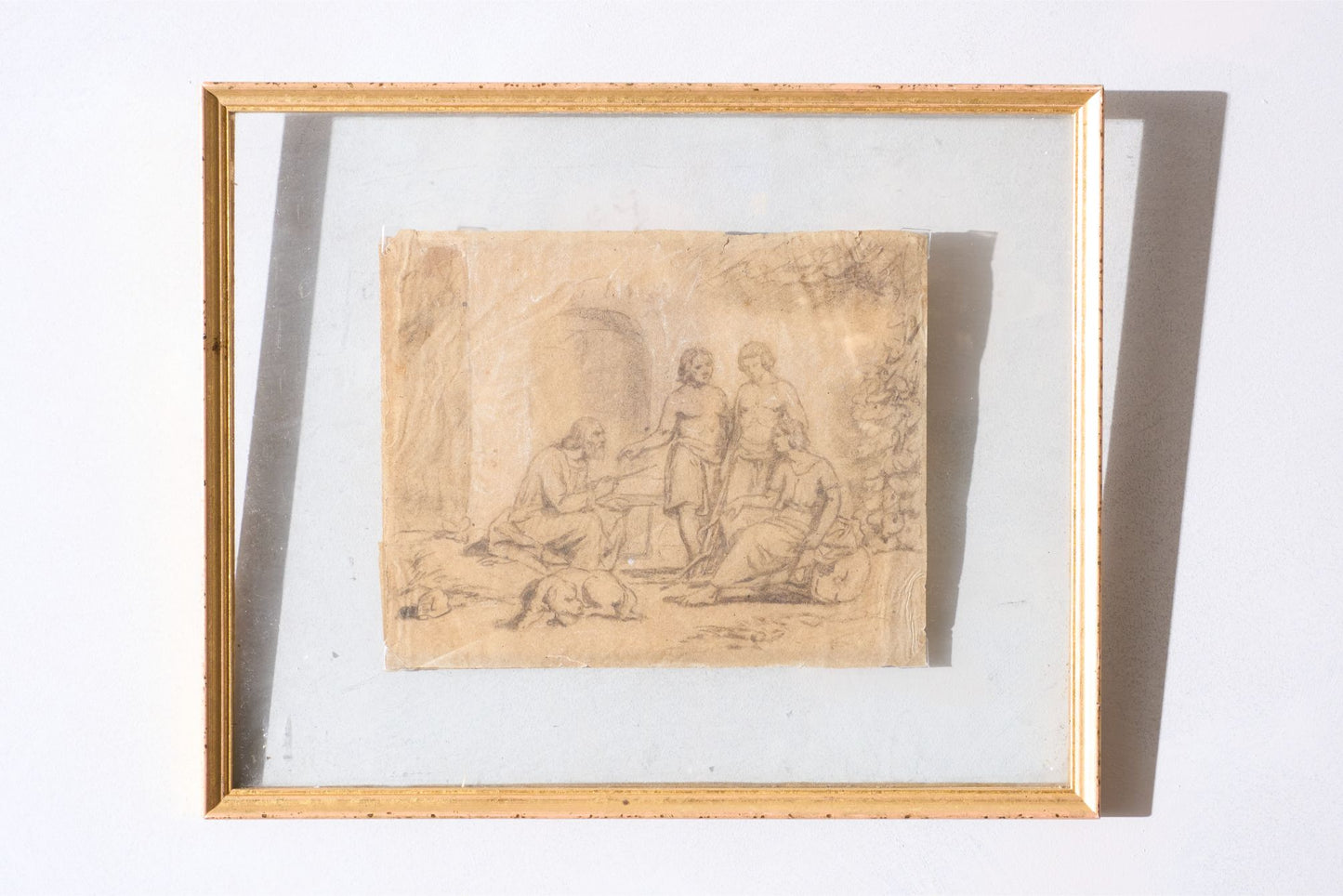 18th Century Sketch titled - Old man and his 3 sons