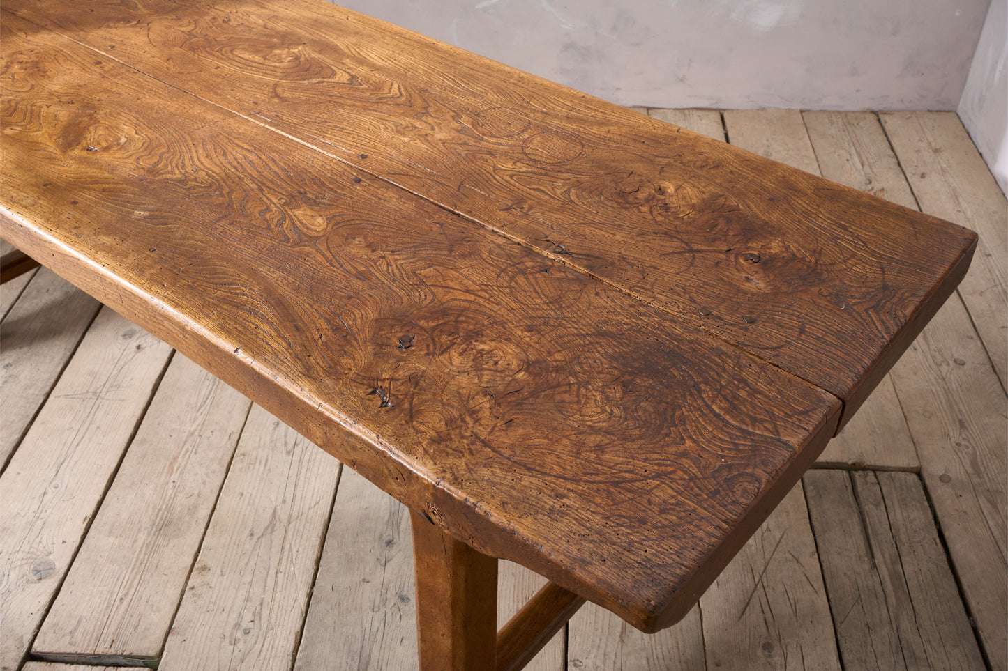 18th Century two plank elm dining table