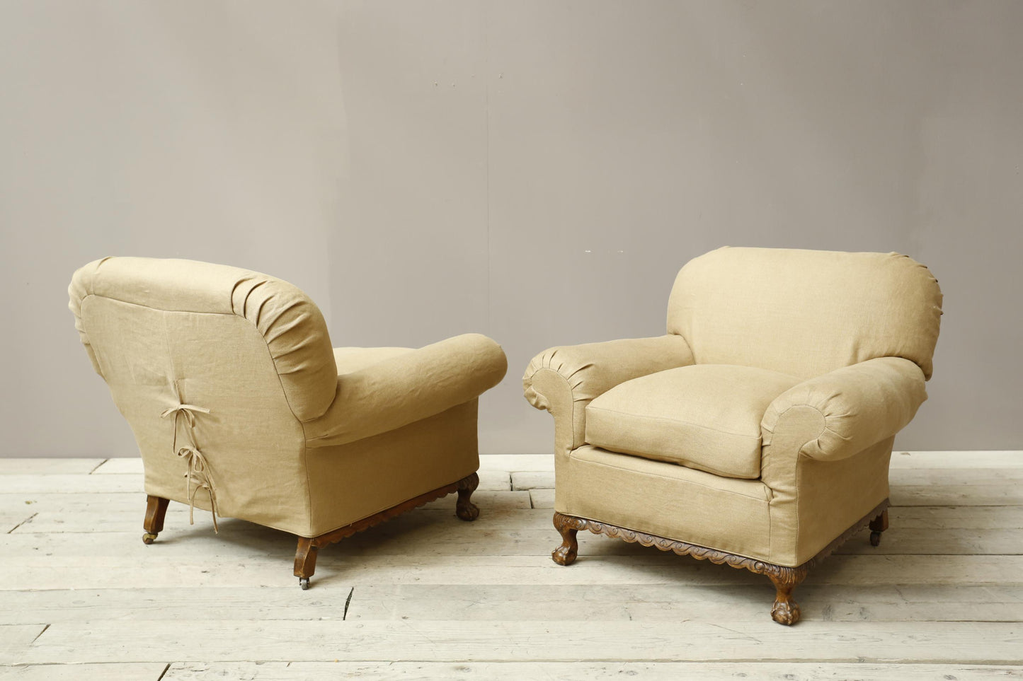 Pair of Early 20th century ball and claw country house armchairs