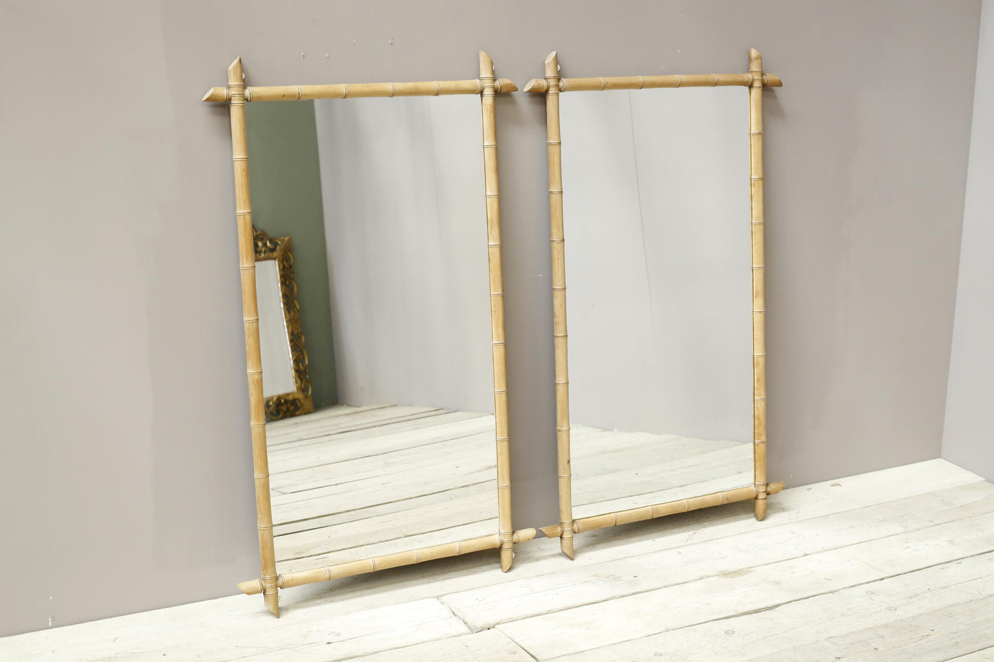 Pair of Very large 20th century faux bamboo mirrors