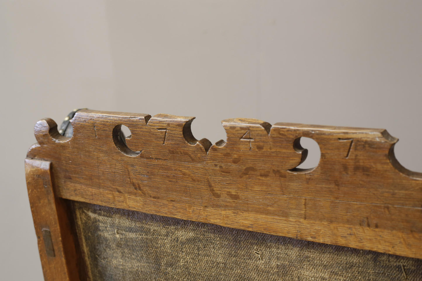 18th century Elm and Leather wingback armchair