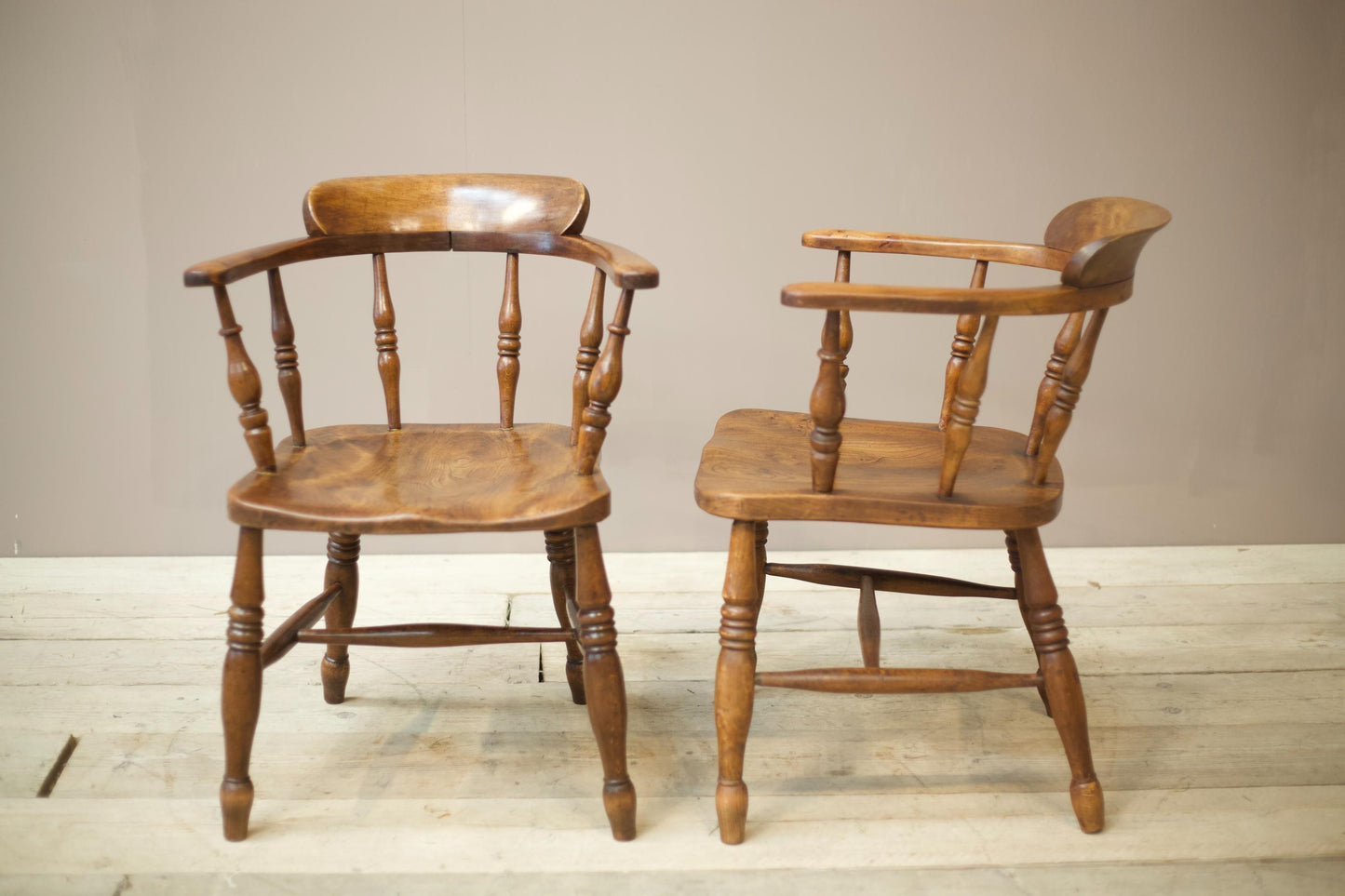 Pair of early 20th century Ash and Elm smokers chairs