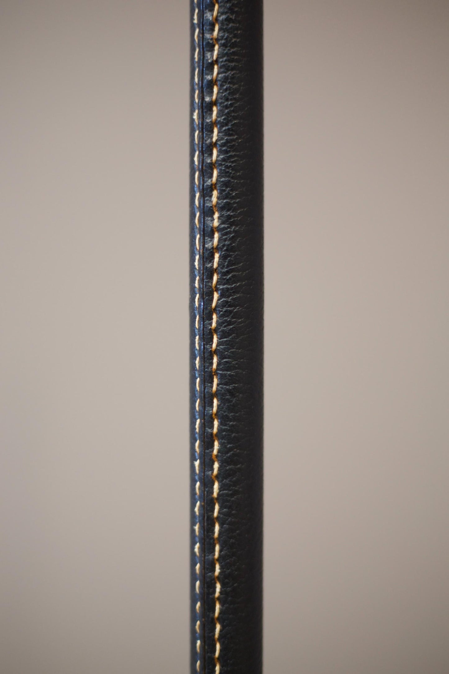 Mid century Spanish brass and black leather floor lamp