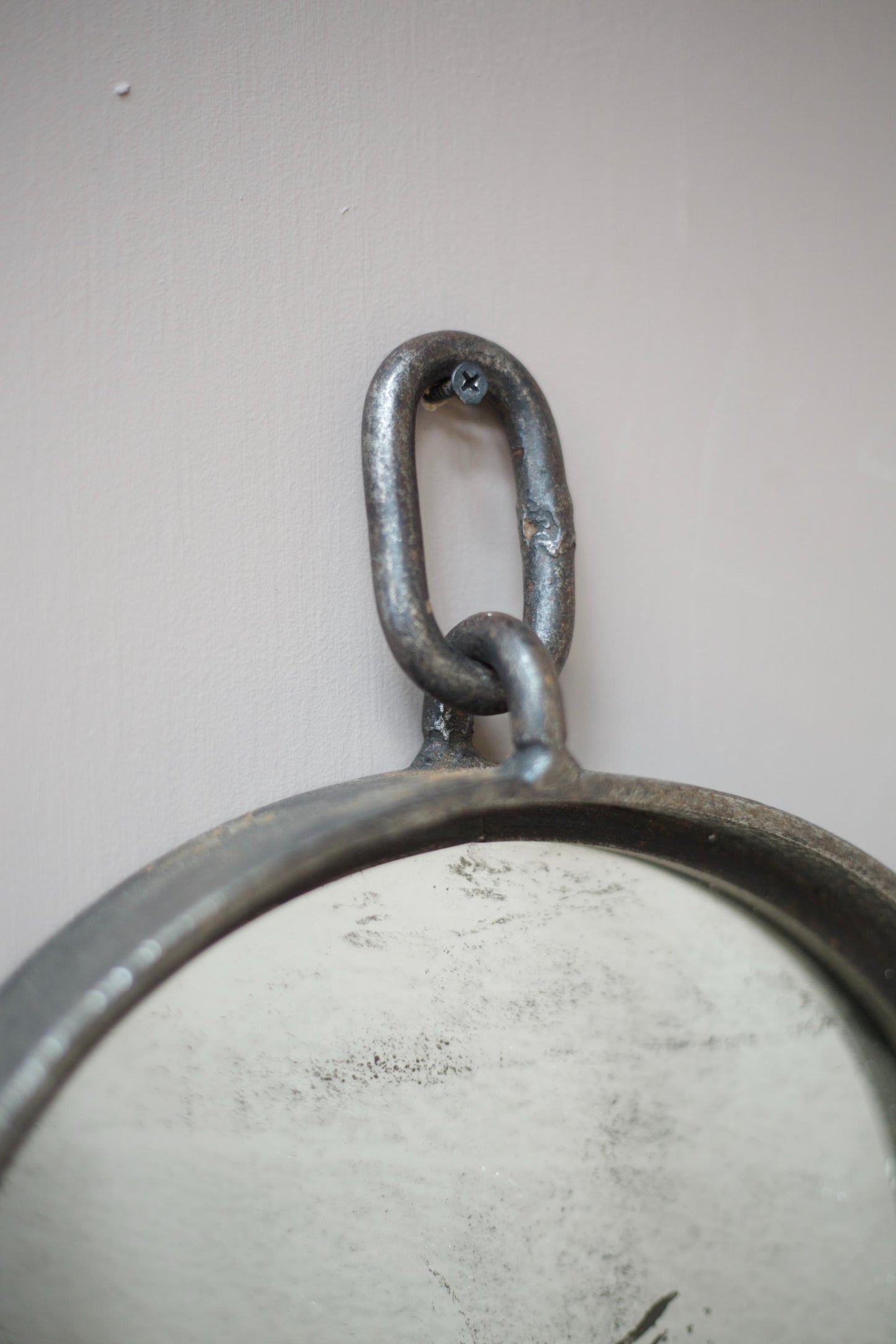 Mid century Italian steel circular wall mirror