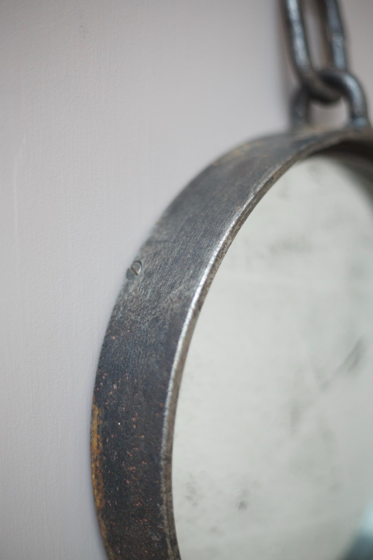 Mid century Italian steel circular wall mirror