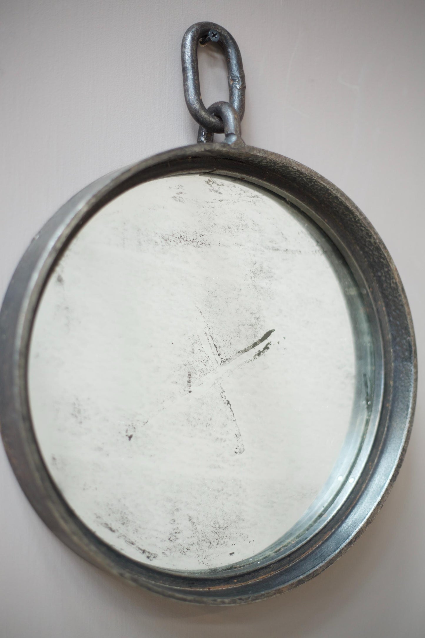 Mid century Italian steel circular wall mirror