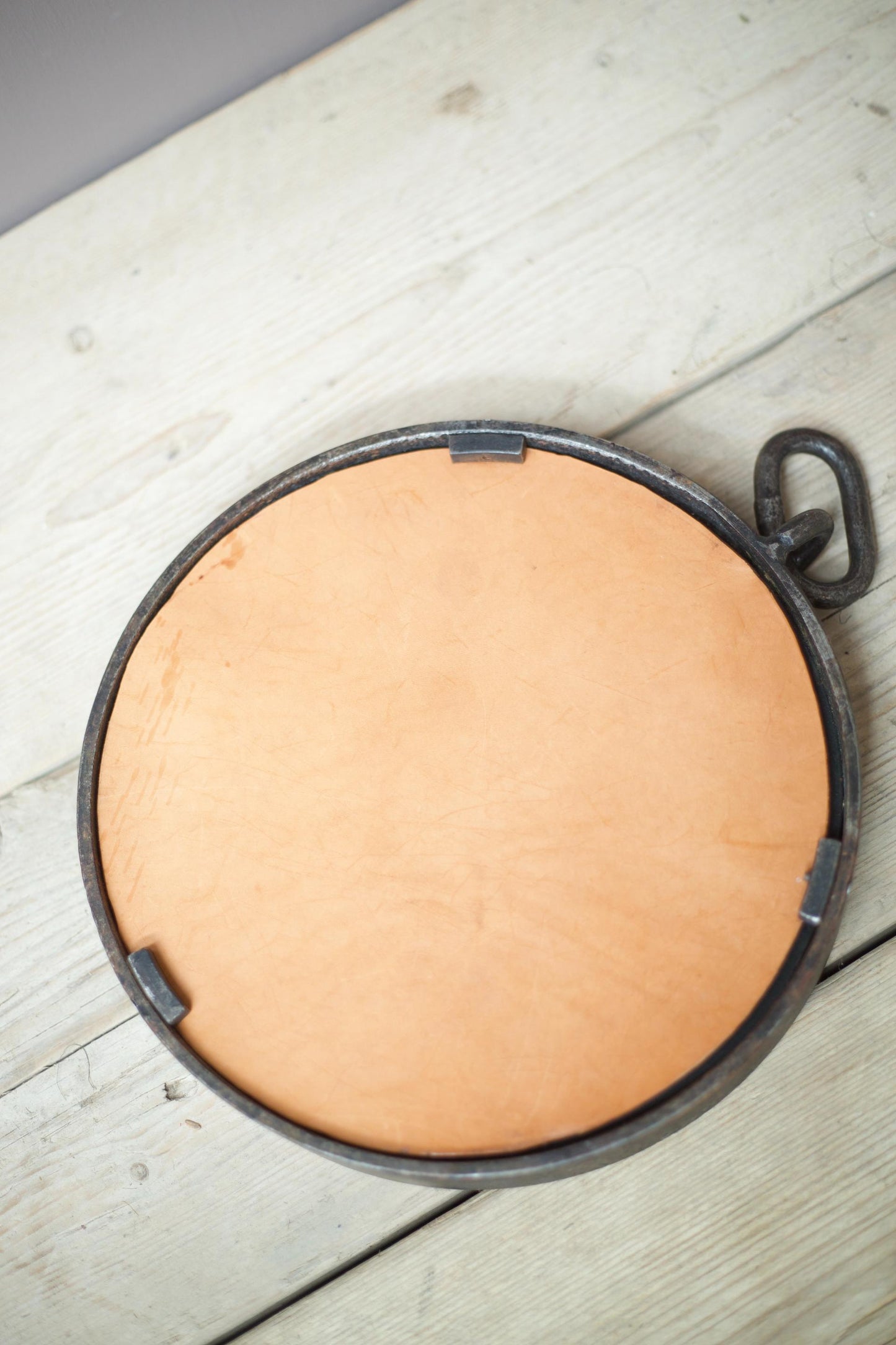 Mid century Italian steel circular wall mirror