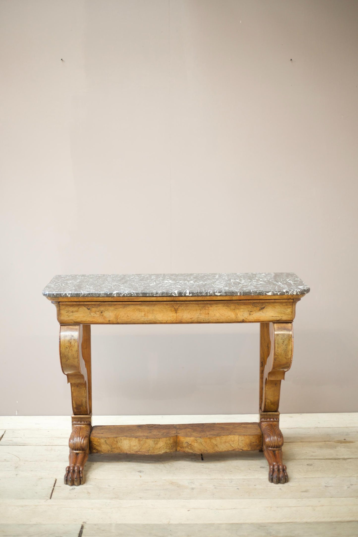 19th century French walnut and marble console table