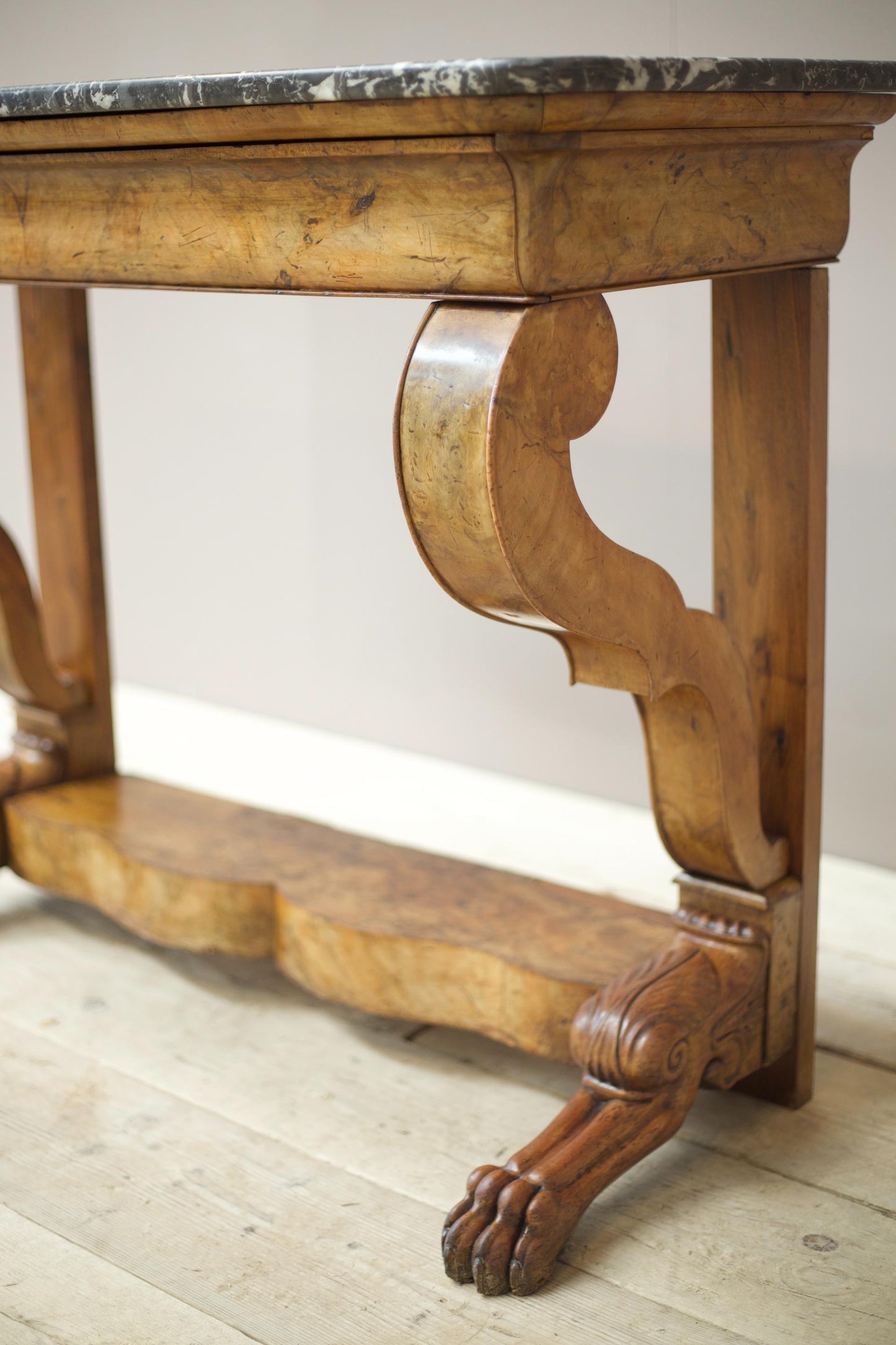 19th century French walnut and marble console table
