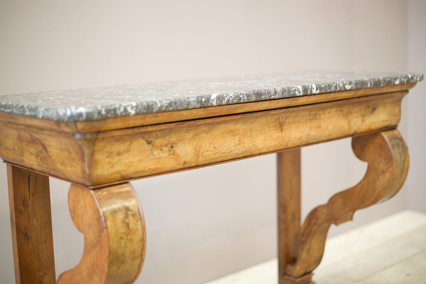 19th century French walnut and marble console table