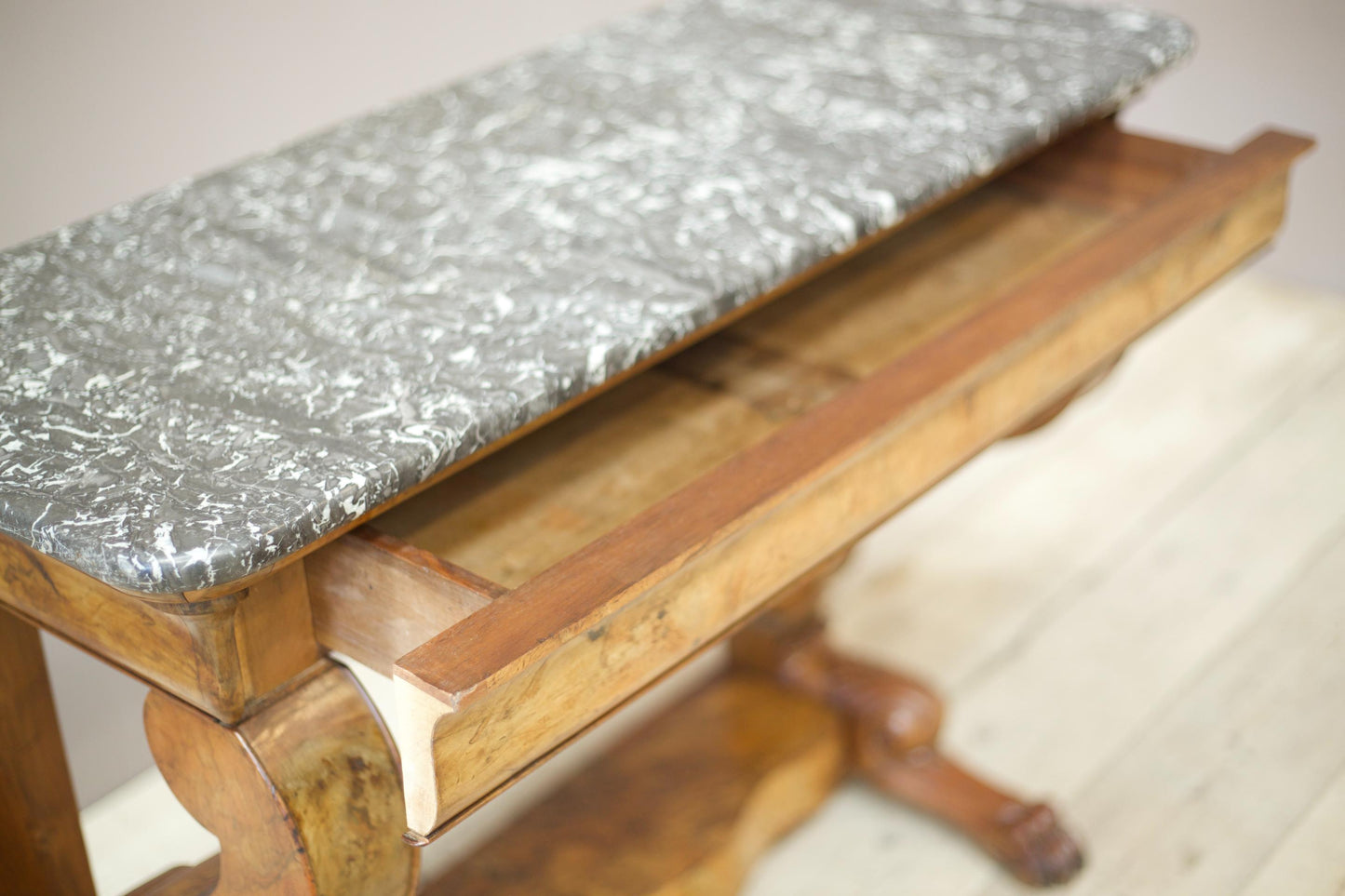 19th century French walnut and marble console table