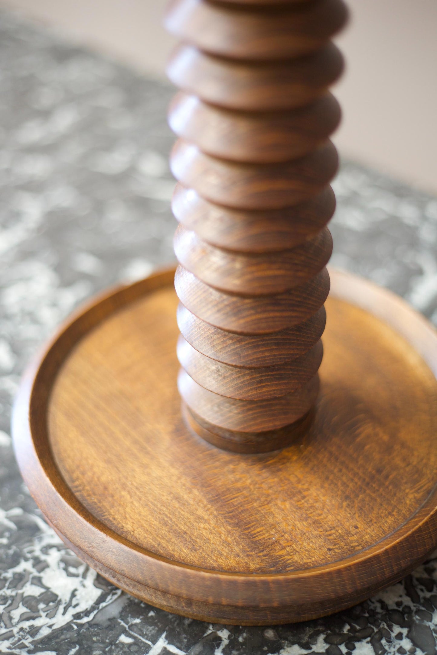 Mid century turned teak table lamp
