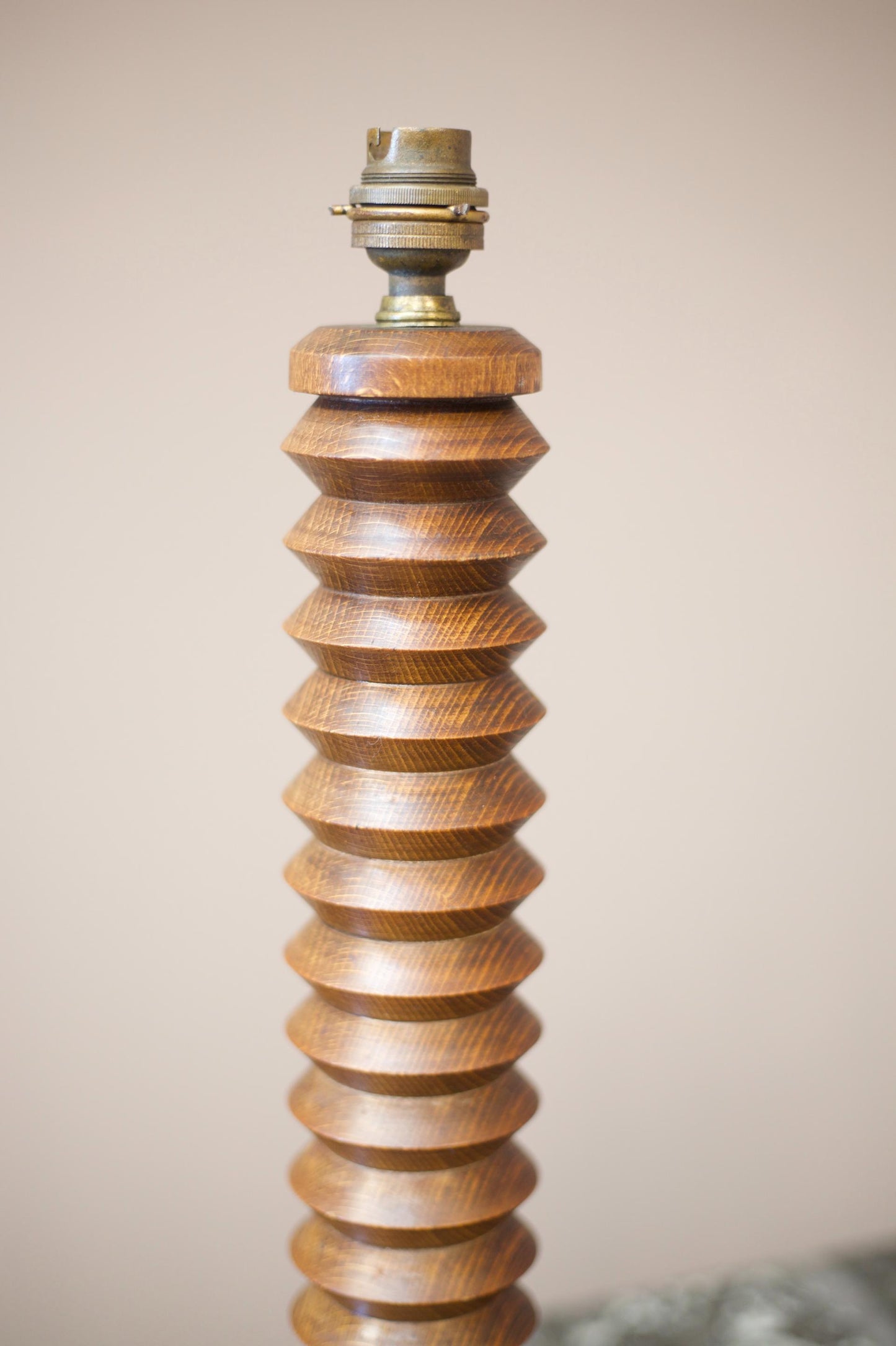 Mid century turned teak table lamp
