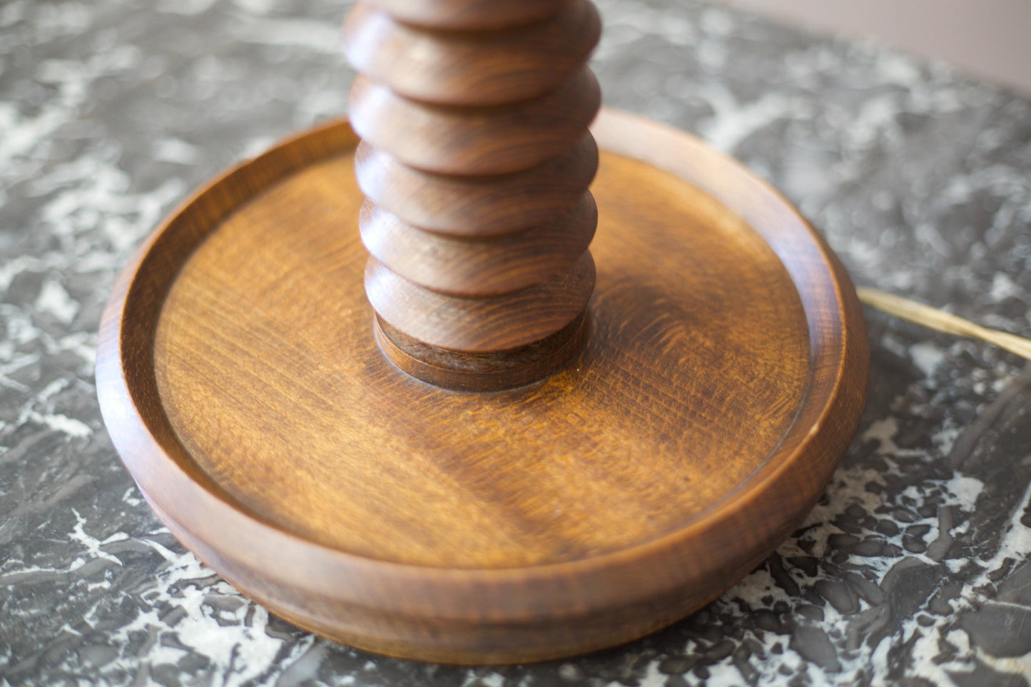 Mid century turned teak table lamp
