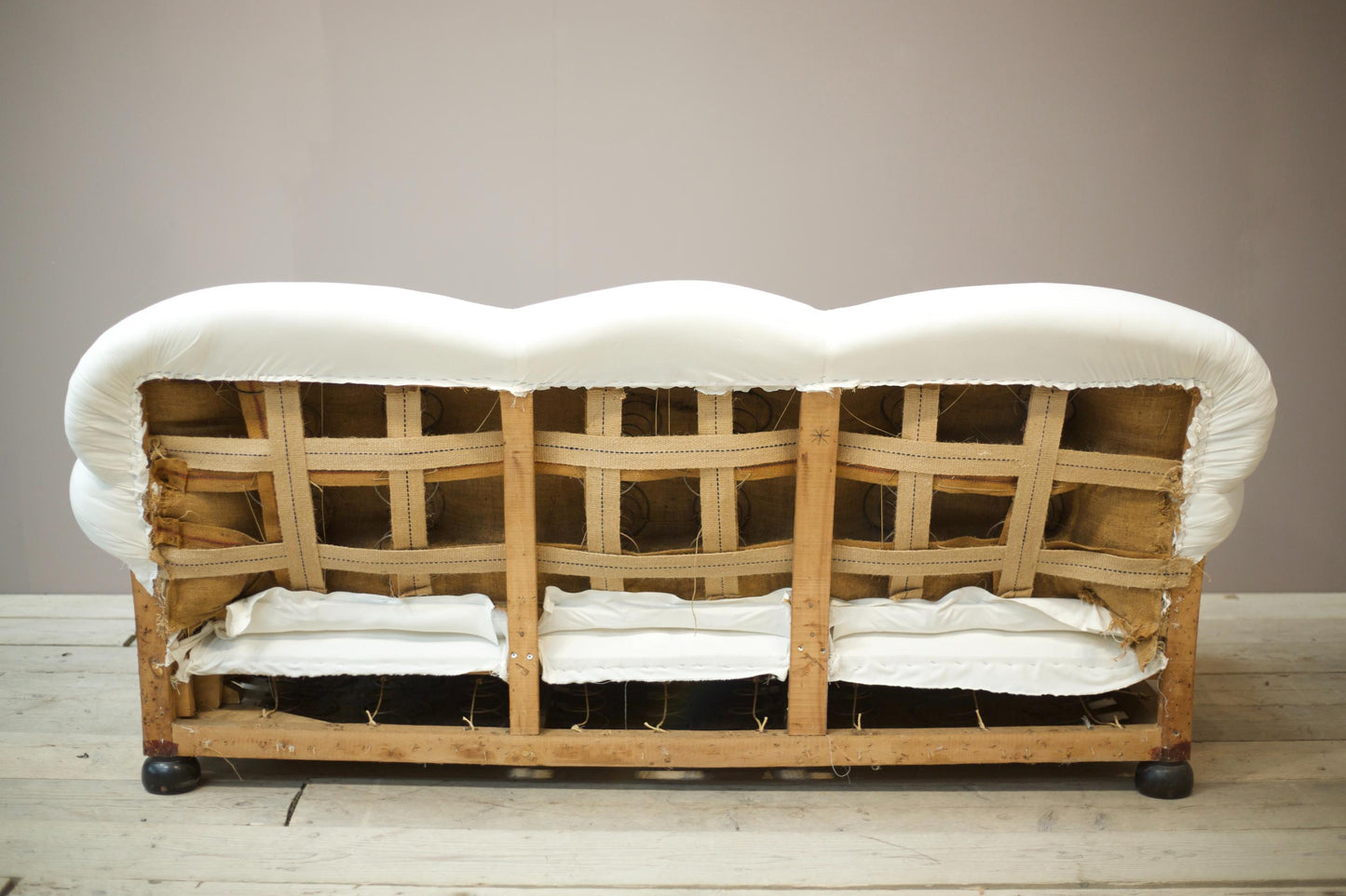 1930's Scalloped back country house sofa