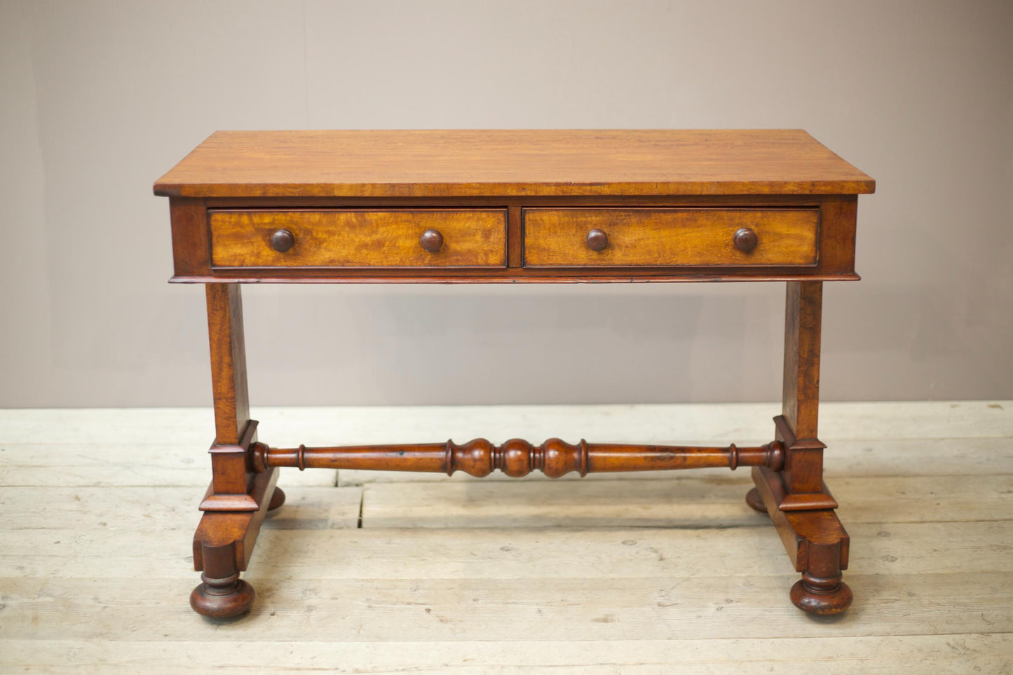 Victorian mahogany two drawer writing table