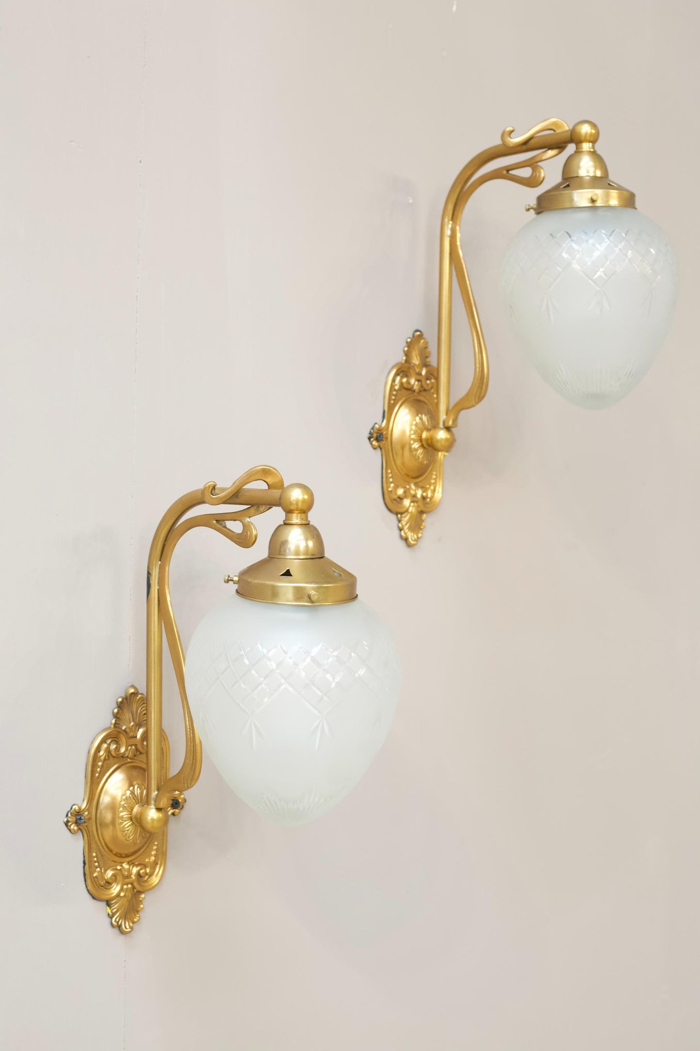 Pair of 20th century cut glass wall lights - smaller