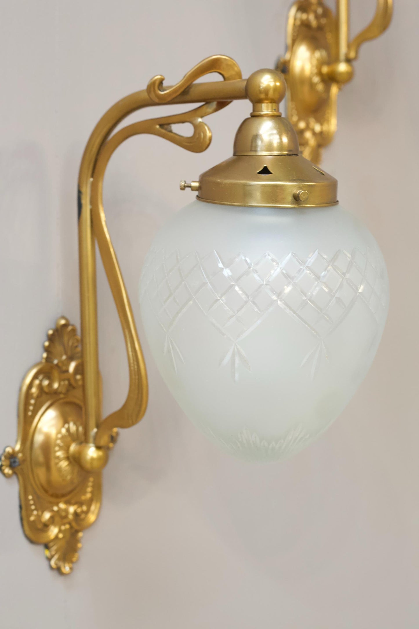 Pair of 20th century cut glass wall lights - smaller
